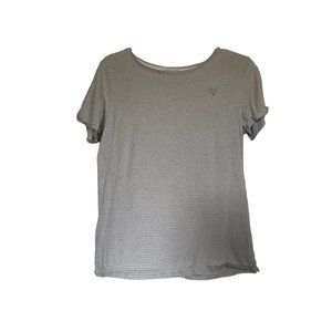 Victoria’s Secret gray white striped crewneck T-shirt, women’s size medium, 1499